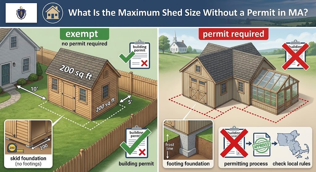 What Is the Maximum Shed Size Without a Permit in MA, dino sheds, massachussets