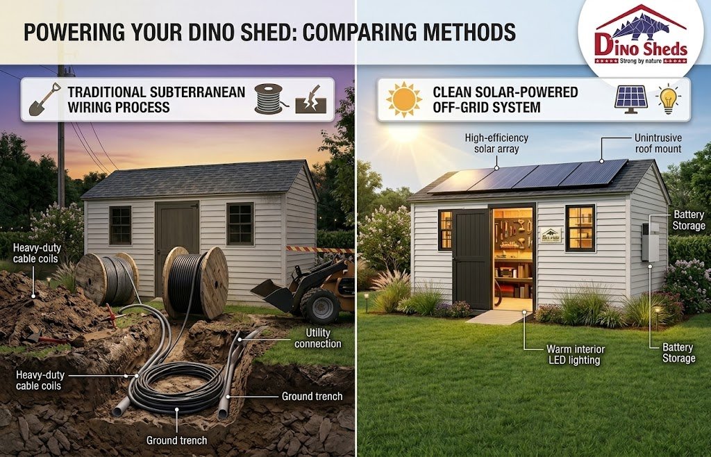 Key Off-Grid Solar Setup Options for Backyard Sheds, dino sheds massashussets ma