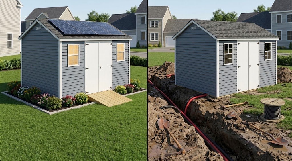 Solar Power vs. Trenching Underground Electrical Wiring, dino sheds in massachussets